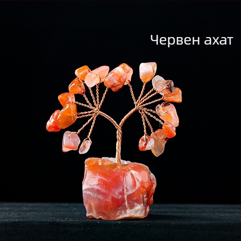 Естествен кристален чакъл Дърво на богатството Аметист Дърво на богатството Творческа декорация за настолни компютри Орнаменти за дърво на живота в кола