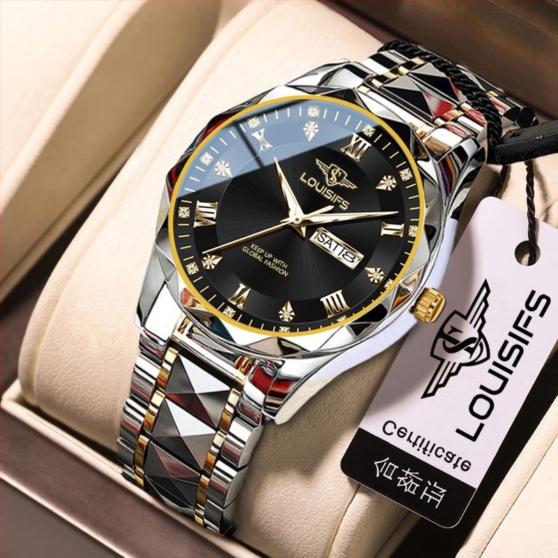 Louis Fans, швейцарски чисто нов мъжки кварцов часовник, водоустойчив, светещ календар, корейски луксозен часовник TikTok