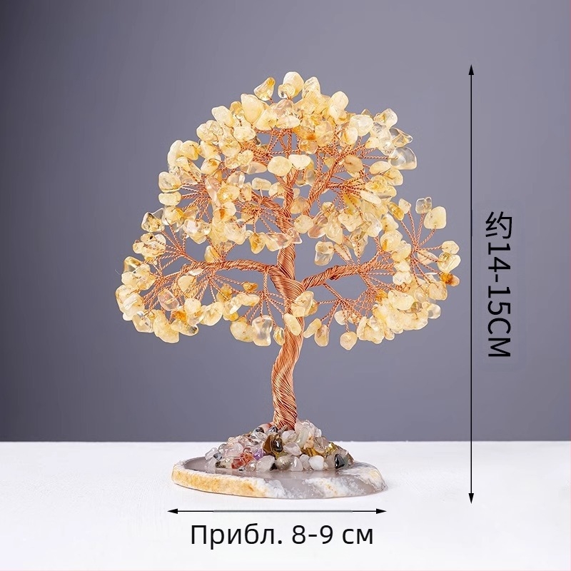 Ахат, кристал, чакъл, дърво на богатството, аметист, цитрин, дърво на богатството, декорация за дома, настолен компютър, занаяти, орнаменти