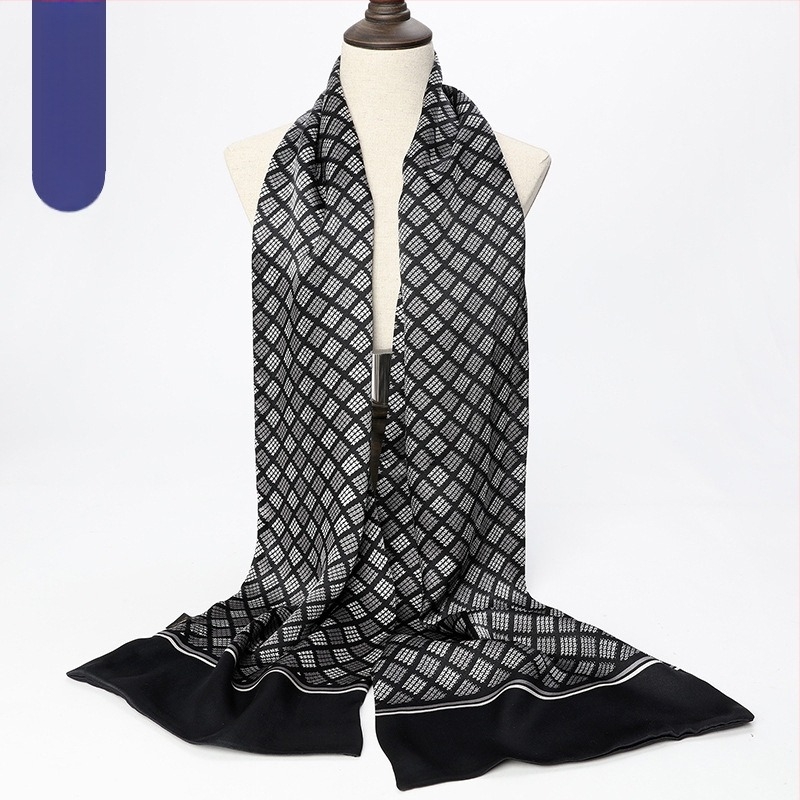 Мъжки дълъг шал от чиста черничева коприна Ханджоу, фабрика за шалове на едро, копринен шал професионален двуслоен