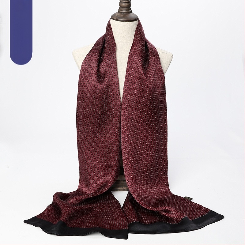 Мъжки дълъг шал от чиста черничева коприна Ханджоу, фабрика за шалове на едро, копринен шал професионален двуслоен