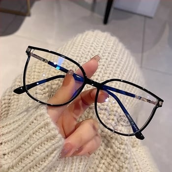 Очила за четене с анти-синя светлина и диамантена мигаща рамка, голямо лице, отслабване, обикновени очила с артефакт за красота, дамски очила с голяма рамка, очила с цветен мотив