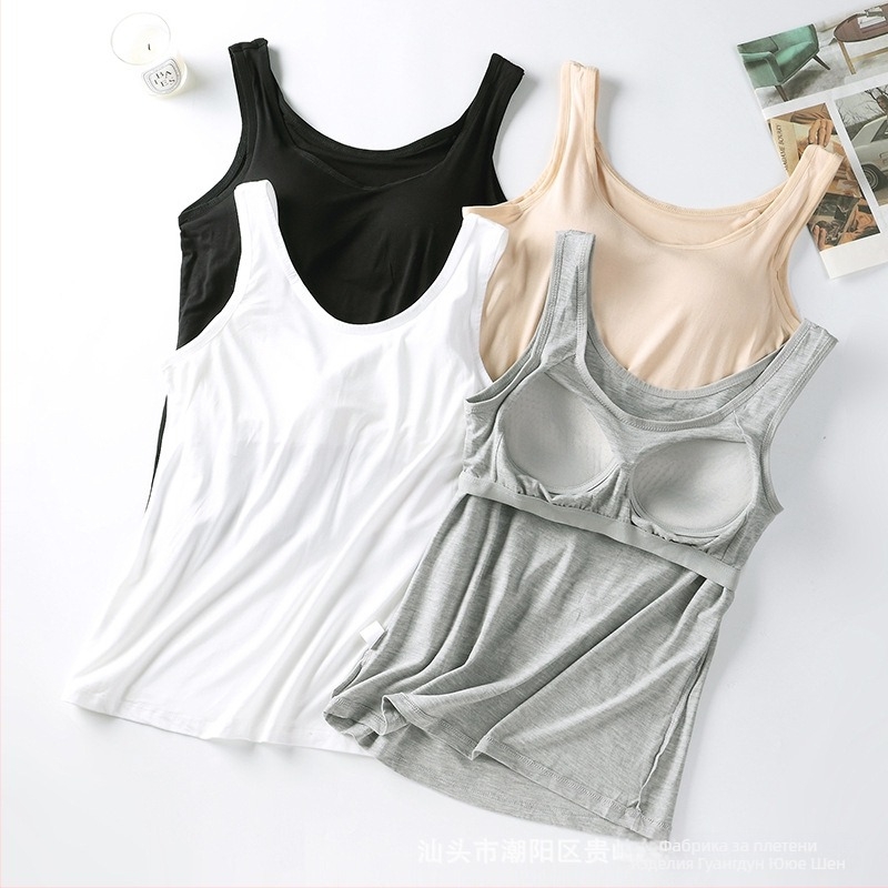 Външнотърговско снабдяване Дамски жилетка Стил на едро Спот Универсален чист цвят с подложка за гърди Дълга презрамка Може да се носи отвън Тънък стил