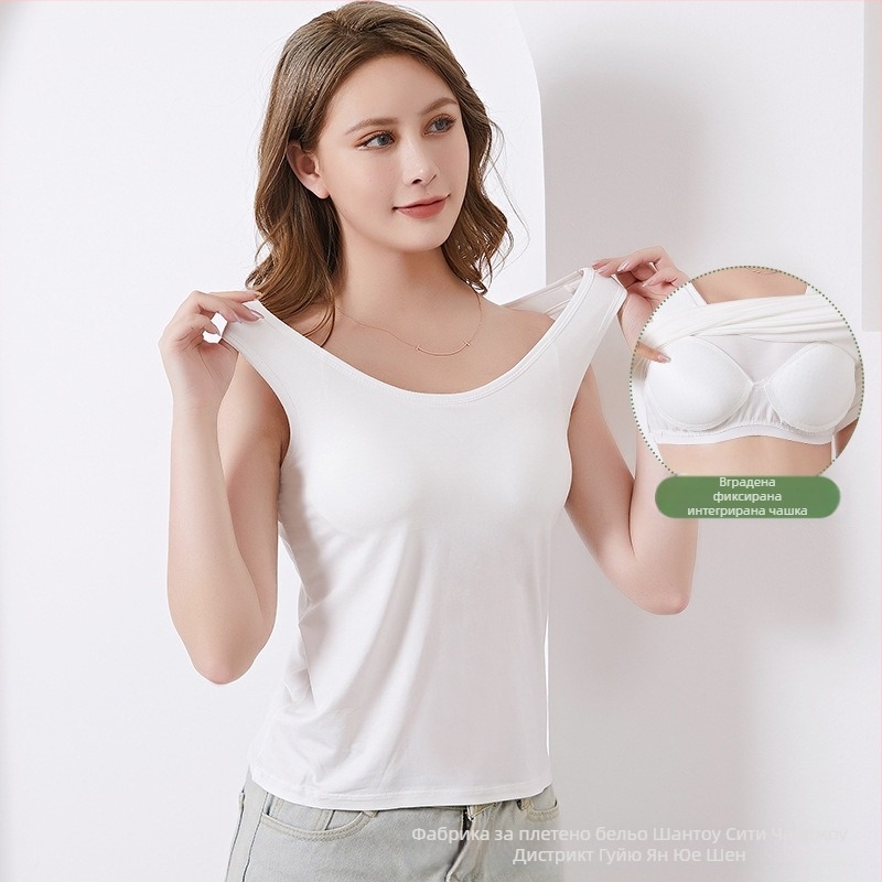 Външнотърговско снабдяване Дамски жилетка Стил на едро Спот Универсален чист цвят с подложка за гърди Дълга презрамка Може да се носи отвън Тънък стил