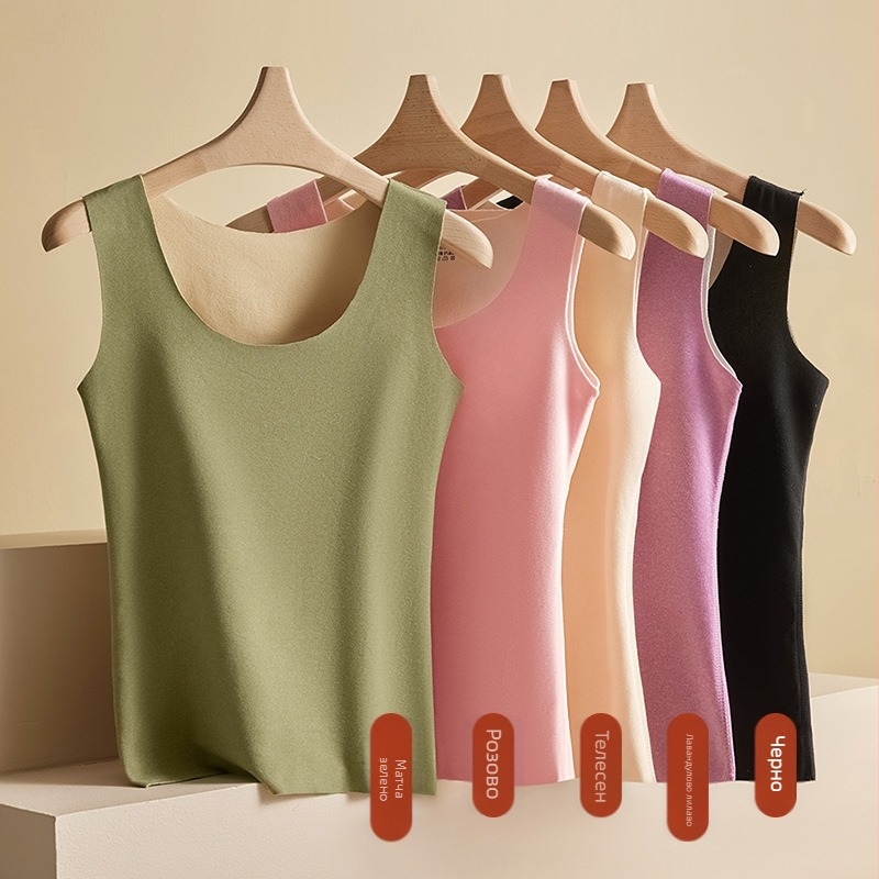 Двустранен термо елек от четкано кадифе за жени, голям размер безшевна риза с долнище, кадифени топли гащи за жени, могат да се носят навън през есента и зимата