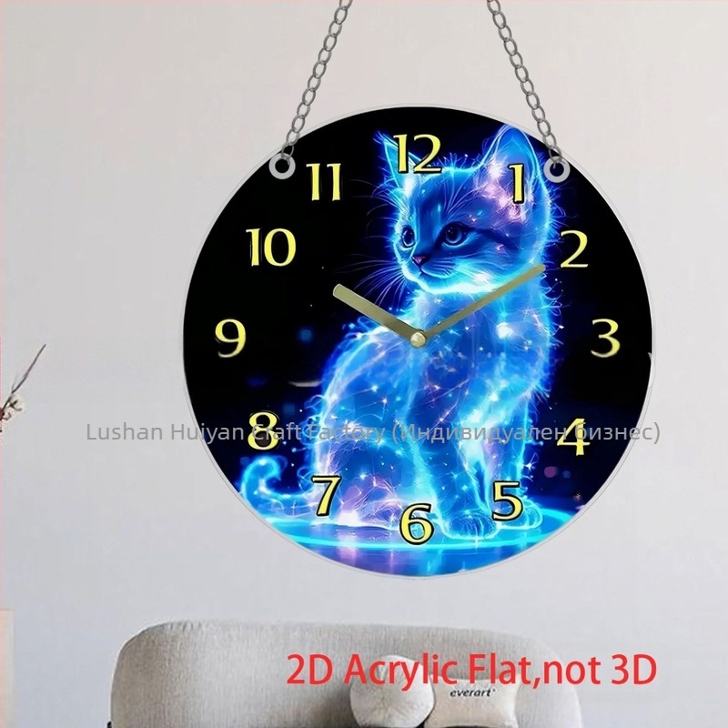 1 2D плосък светещ акрилен медальон с форма на цибетка, подходящ за декорация на дома и хола