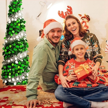 Коледна украса за елха с голям диск, двуцветна спирала, 1,5 м, сгъваема, декоративна, за елха