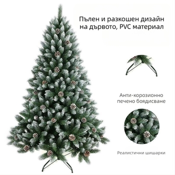 Заострена плоска глава PVC спрей бяла коледна елха с червена шишарка коледна елха с криптиране ела коледни украшения за под