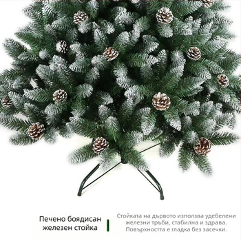 Заострена плоска глава PVC спрей бяла коледна елха с червена шишарка коледна елха с криптиране ела коледни украшения за под