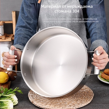 Немска петслойна стомана 304 неръждаема стомана гореща тенджера в европейски стил с двойно ухо, бистра тенджера за супа шабу-шабу с двойно ухо, търговска гореща тенджера