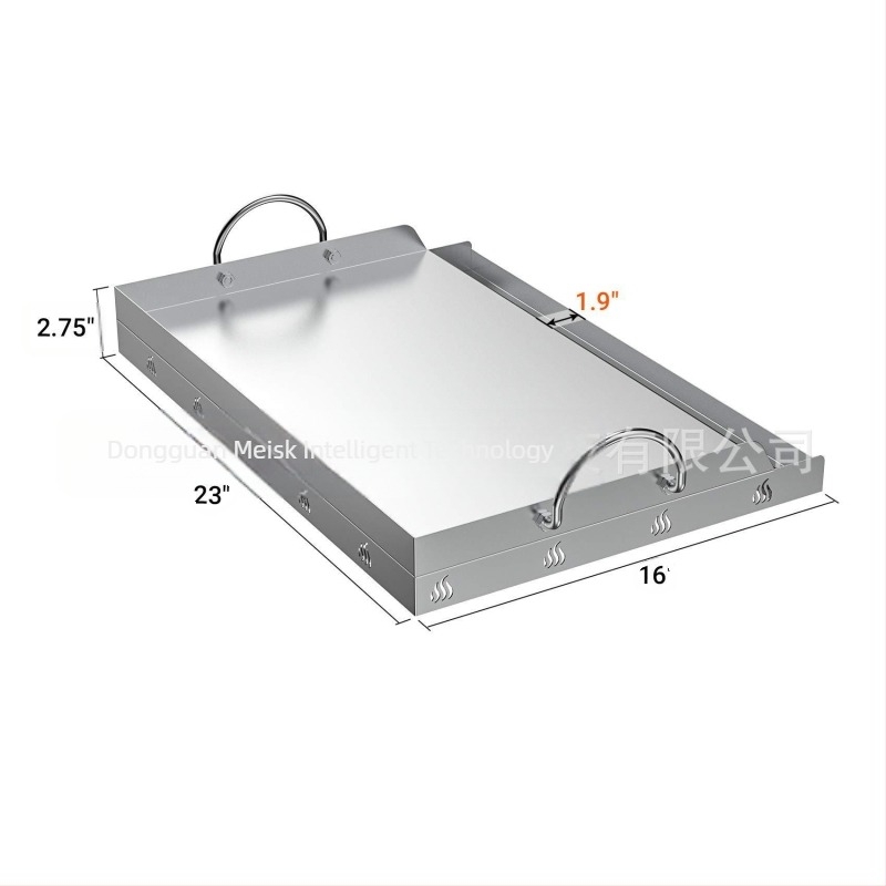 Неръждаема стомана, тиган за готвене с плосък горен плот, вложка с дръжка за мазнина, за газова и дървена скара