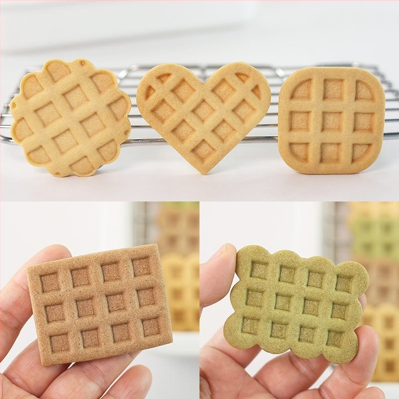 [Комплект от 16 части] Форма за гофрети, крем, конфитюр, сандвич, бисквитка, форма за рязане на бисквитки, сгъваема форма за печене