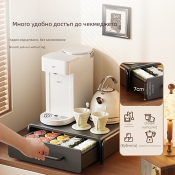 Настолен стелаж за съхранение на кафе машина, съхранение на кафе капсули, воден бар, „Направи си сам“ стелаж за съхранение на чаени чанти, стелаж за чаши