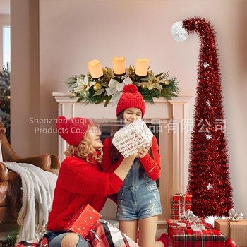 Новата крива елха на Amazon - 1,5 м, огнеупорна, кестенява, с извита шия, украса за коледно парти в двора