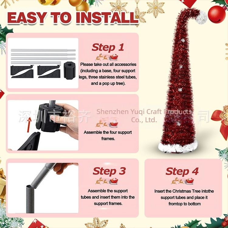 Новата крива елха на Amazon - 1,5 м, огнеупорна, кестенява, с извита шия, украса за коледно парти в двора