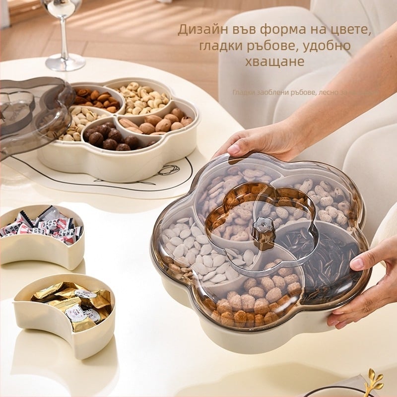 Changze Petals, пет квадратни чинии за сушени плодове за хол, домакинство, нова влагоустойчива и прахоустойчива чиния за плодове, семпла чиния за храна, масичка за кафе