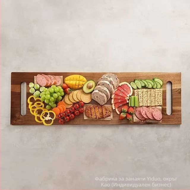 Правоъгълна дъска за рязане от акация, кухненска дъска за рязане на плодове и закуски, масивна дървесина, сгъваема