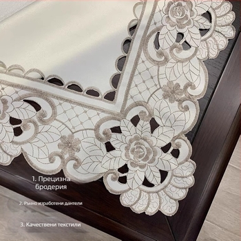 Трансгранична горещо бродирана покривка за маса, модерна семпла правоъгълна полиестерна тъкан, производители на покривка за маса за чай на едро