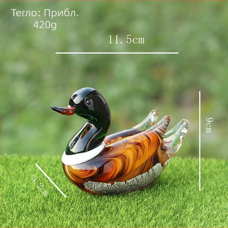 Трансгранични стъклени занаяти, хол, настолен компютър, Zibo Glass Boshan, орнаменти за мандаринско пате, животни, птици, чифт подаръци