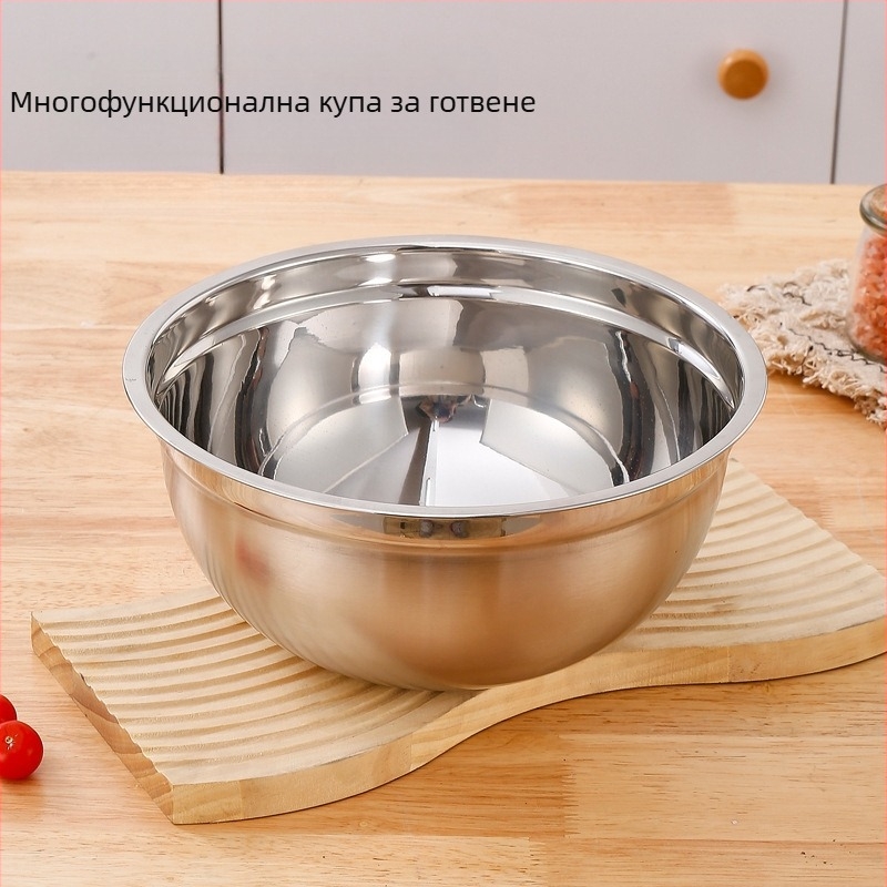 Удебелен леген за яйца от неръждаема стомана, смесен леген за салата с капак и леген, кухненски леген за печене, многофункционален леген за плодове