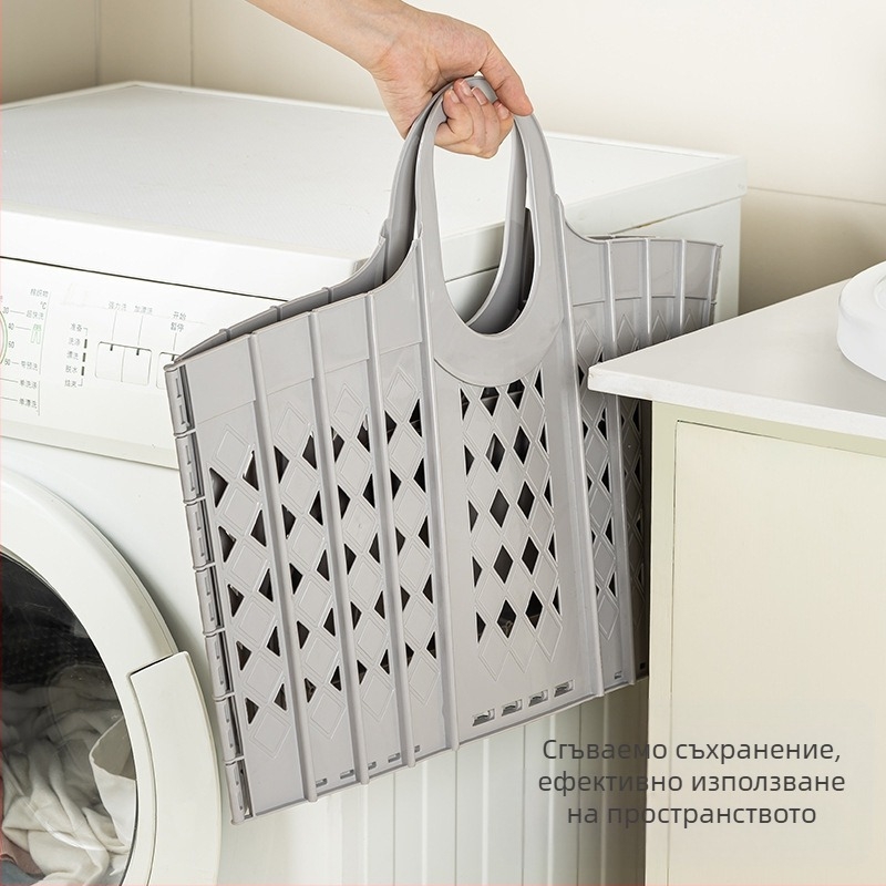 Сгъваема кошница за мръсни дрехи, домакинска пластмасова кошница за съхранение на мръсни дрехи с голям капацитет, куха кошница за мръсни дрехи, кошница за баня в японски стил