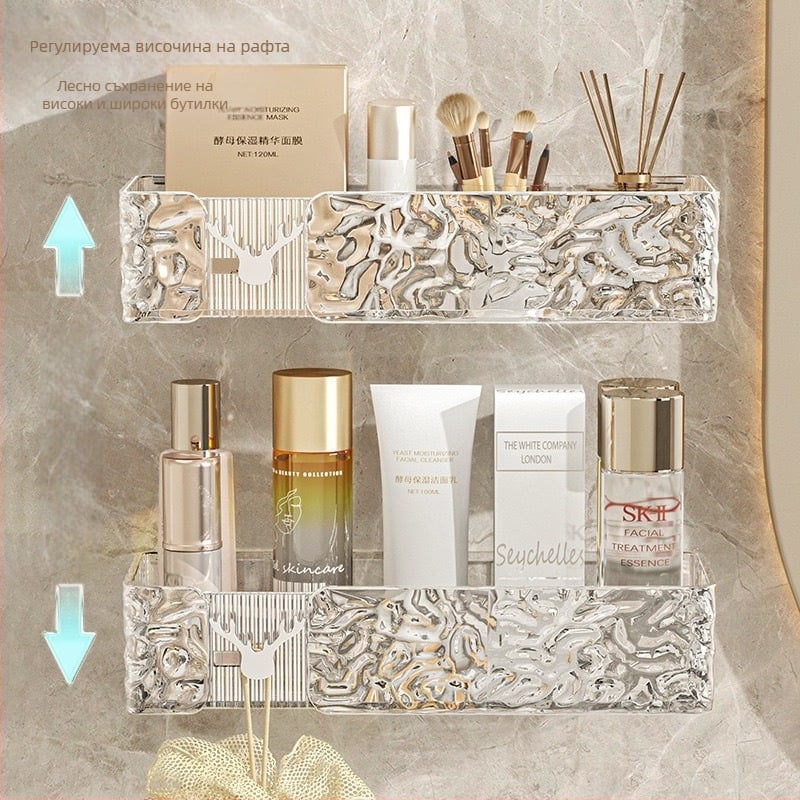 Лека луксозна гофрирана стойка за съхранение с ледников модел, стойка за съхранение в баня и кухня, висока цветна стойност, удебелена стена, окачена на стена, кутия за съхранение