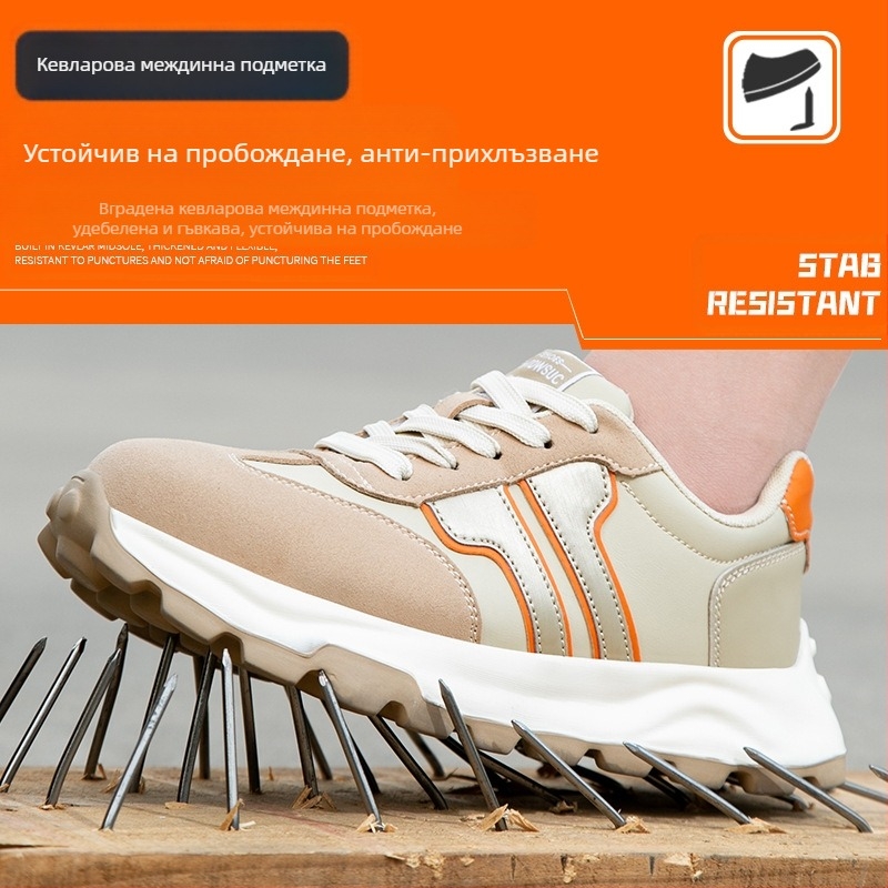 Нови дамски обувки за защита на труда, дамски устойчиви на удар, устойчиви на пробиване, леки, меки работни обувки със стоманени пръсти, дишащи, малък размер