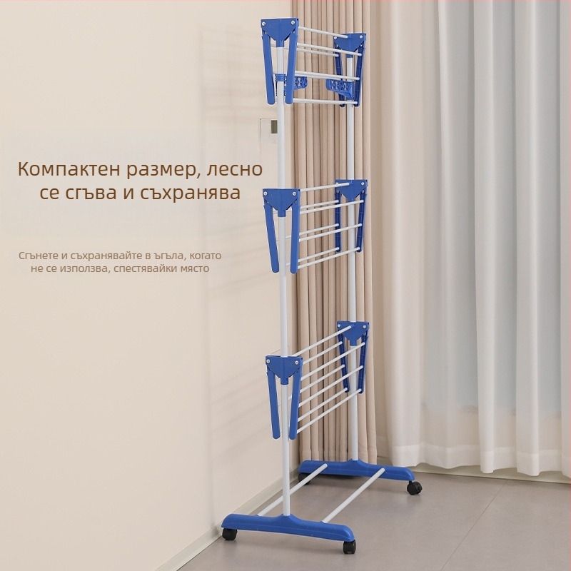 Сгъваема многофункционална стойка за кърпи Cross-Border за балкон, многослойна, подвижна, телескопична, директна продажба