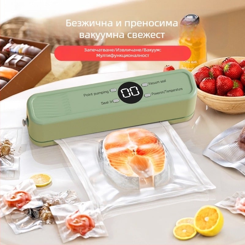Трансгранична мини безжична вакуумна запечатваща машина, домакинска вакуумна торбичка за храна, акумулаторна пластмасова запечатваща машина, кухненска опаковъчна машина