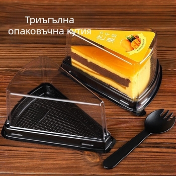 A03 Еднократна триъгълна прозрачна кутия за сладкиши с дуриан, манго и ягоди, пластмасова опаковъчна кутия