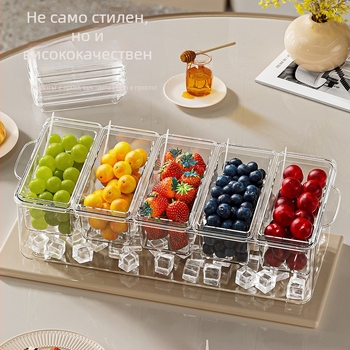 Кутия за плодова салата с вилица, преносима кутия за свежест, отделение за пикник, фризерна кутия, кутия за съхранение в домакински хладилник