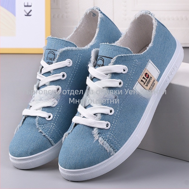 Доставка на нови платнени обувки за жени от една част, удобни и леки ежедневни обувки, карирани платнени обувки от стар плат в Пекин, дамски обувки