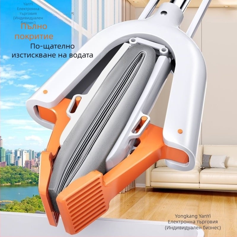 Нов гъбен моп 2025 Нов модел за домашна употреба, почистване в една стъпка, пране без ръце, сгъваем, водоабсорбиращ гъбен моп