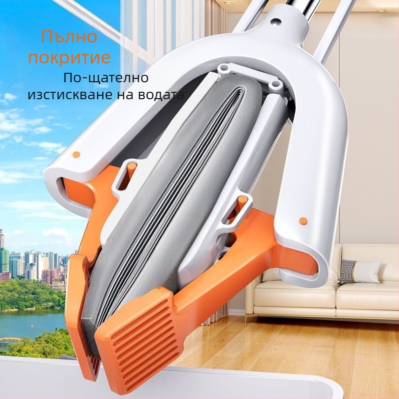 Нов гъбен моп 2025 Нов модел за домашна употреба, почистване в една стъпка, пране без ръце, сгъваем, водоабсорбиращ гъбен моп