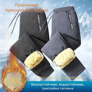Мъжки памучни панталони с полар, размер "XL", широки, от агнешко кадифе, удебелени, спортни, ежедневни, ветроустойчиви панталони