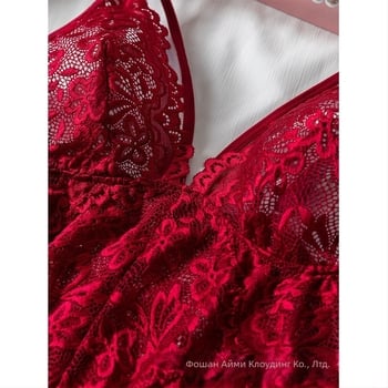 Секси бельо Cross-border Explosions, дамска нощница от мрежа, червена дантела, бродирана, секси пижама слинг 24015