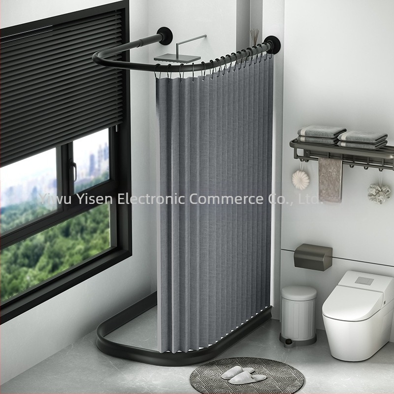 U-образна сгъваема завеса за душ, подходяща за завеса за баня, сухо и мокро разделяне, покривало за баня, завеса без перфоратор, U-образна пръчка за завеса за душ