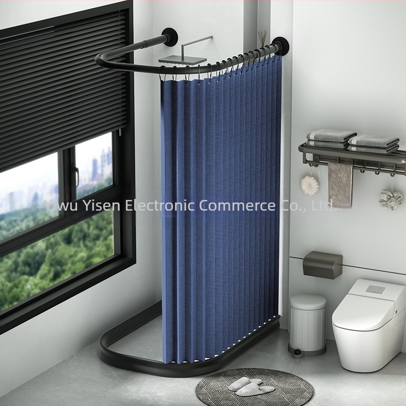 U-образна сгъваема завеса за душ, подходяща за завеса за баня, сухо и мокро разделяне, покривало за баня, завеса без перфоратор, U-образна пръчка за завеса за душ