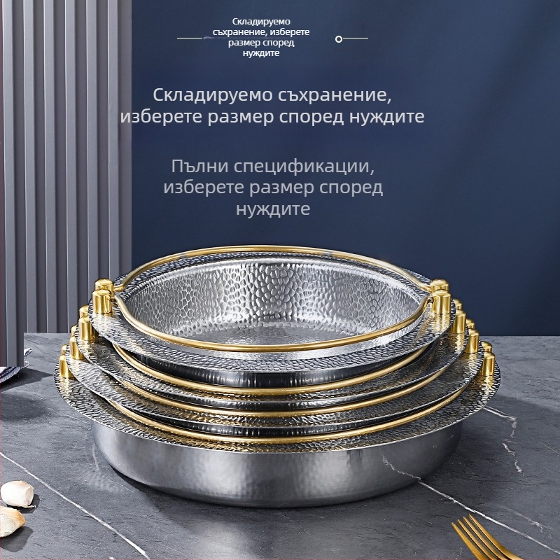 Трислойна стоманена японска тенджера Shouxi, корейска гореща тенджера с плоско дъно, висяща тенджера от неръждаема стомана, тенджера за гореща тенджера с морски дарове, суха тенджера