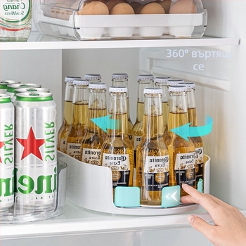 Тава за съхранение в хладилник, въртяща се тава за съхранение, довършителни работи на напитки, въртяща се на 360 градуса, сваляема и миеща се стойка за съхранение