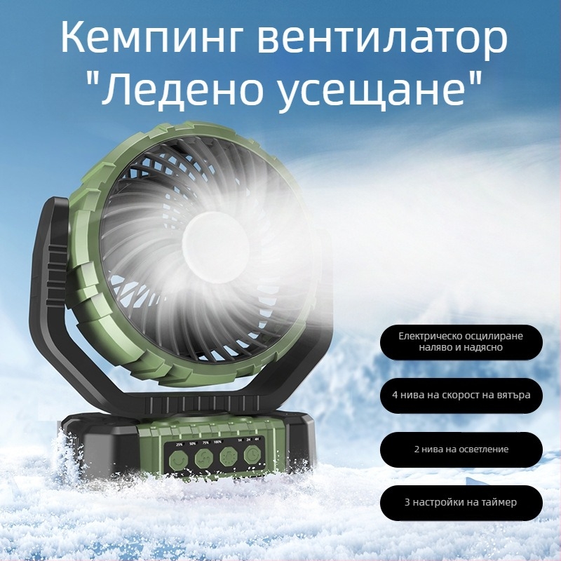 Нов външен стил за къмпинг, голяма функция, супер издръжливост, интелигентен разклащащ се вентилатор, преносим USB зареждане, производител на едро