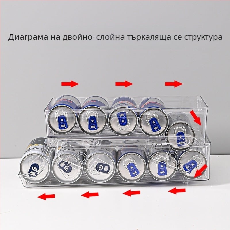 Лятна кутия за съхранение на напитки в хладилник, двуслойна пластмасова прозрачна сгъваема кутия за бира и кола, чекмедже тип съхранение