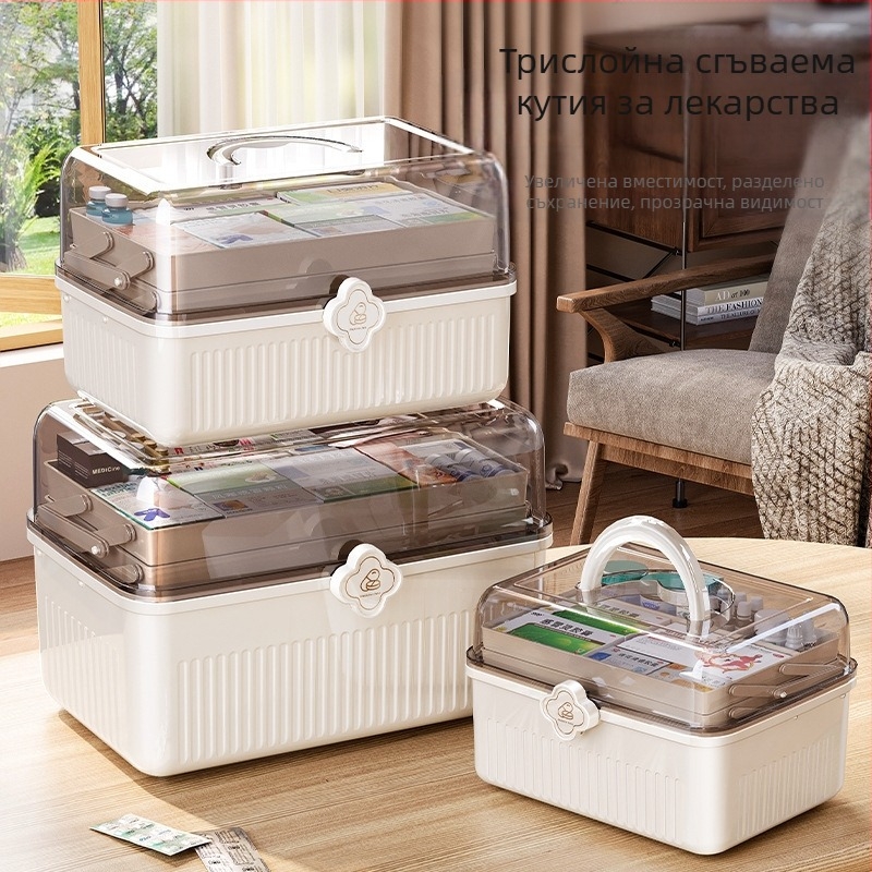 Кутия за лекарства Кутия за съхранение на домакински лекарства Малка кутия за лекарства Кутия за съхранение Голяма кутия за лекарства с голям капацитет