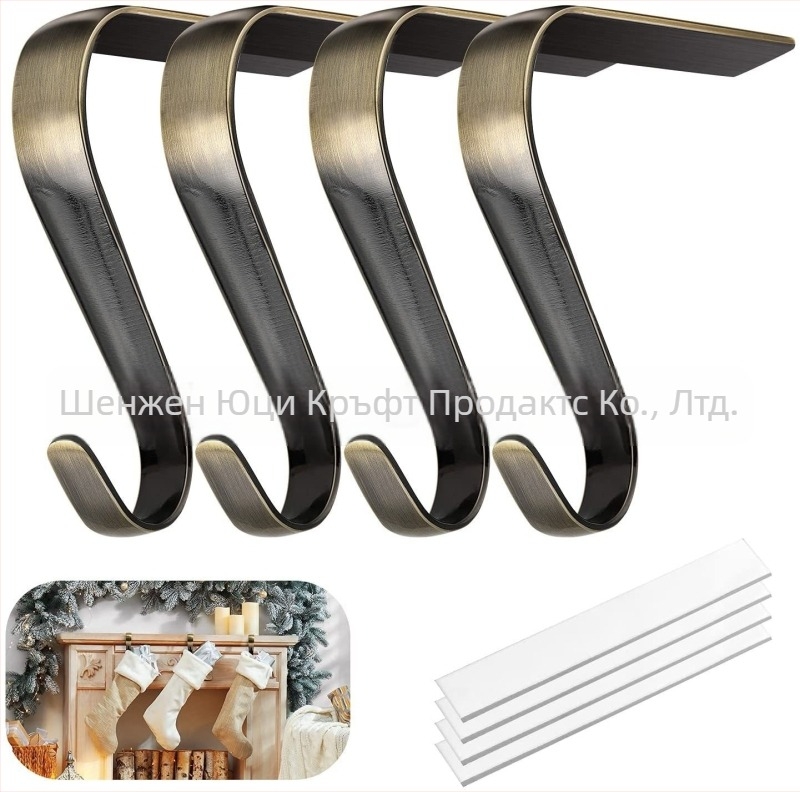 Коледна кука за коледен чорап от цинкова сплав, висяща елха, снежинка, метална кука за камина, декорация