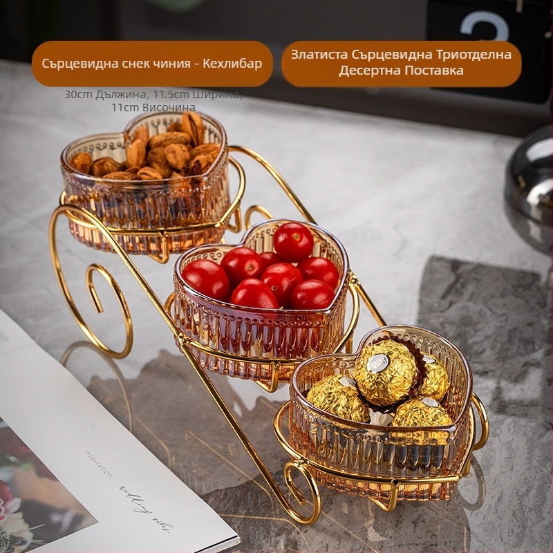 Плодова чиния Многослойна холна масичка Домакинска чиния за бонбони Рецепция Чиния за закуски Следобеден чай Закуски Леки луксозни орнаменти