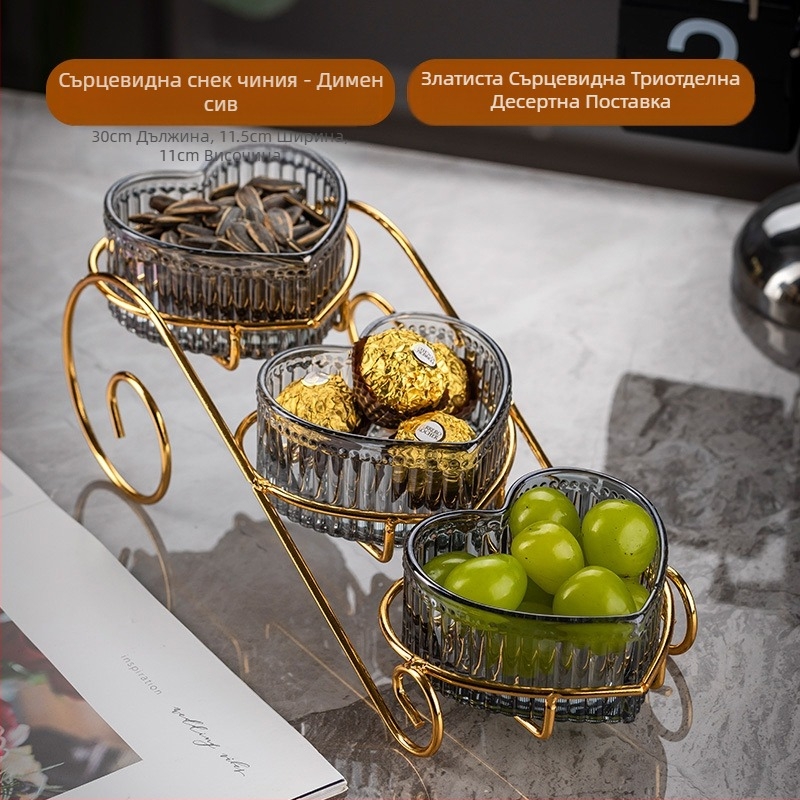 Плодова чиния Многослойна холна масичка Домакинска чиния за бонбони Рецепция Чиния за закуски Следобеден чай Закуски Леки луксозни орнаменти