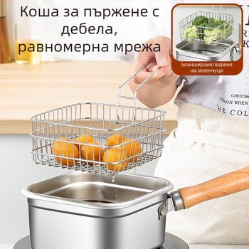 - Японски квадратен фритюрник от неръждаема стомана за трансгранично ползване, домакински съд за мляко, съд за юфка, преносим фритюрник за темпура на открито