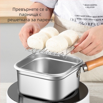 - Японски квадратен фритюрник от неръждаема стомана за трансгранично ползване, домакински съд за мляко, съд за юфка, преносим фритюрник за темпура на открито