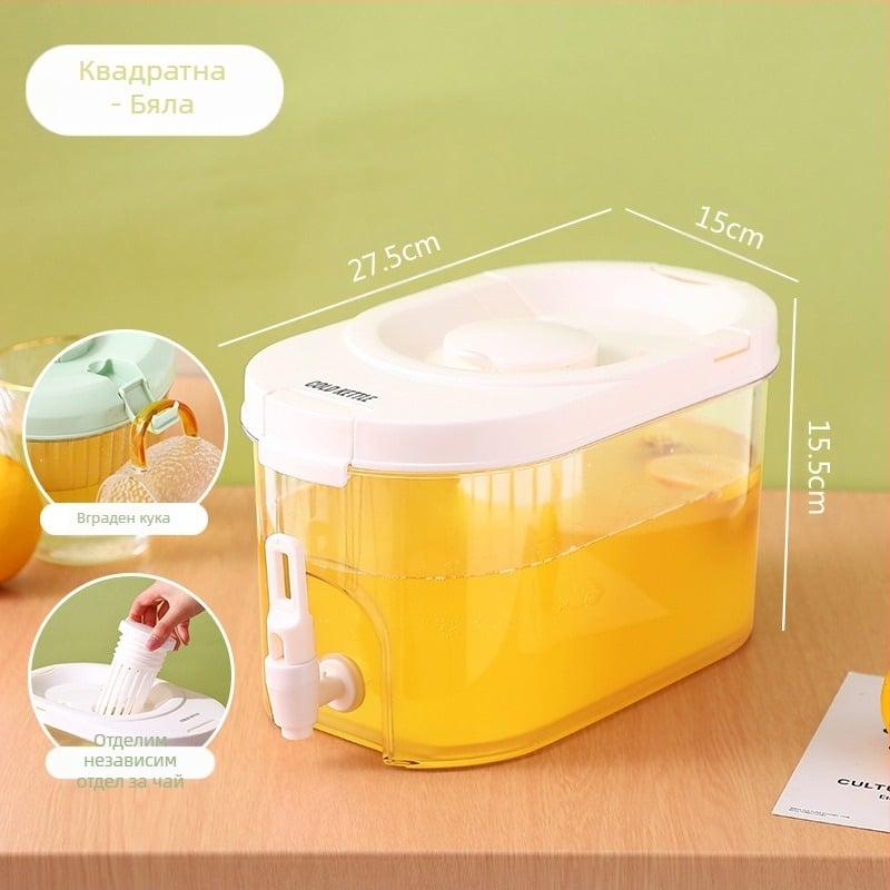 Кана за студена вода с голям капацитет с кран, кана за студена вода, домакински хладилник, японски сок, плодов чай, кофа за студена напитка, кана за студена вода