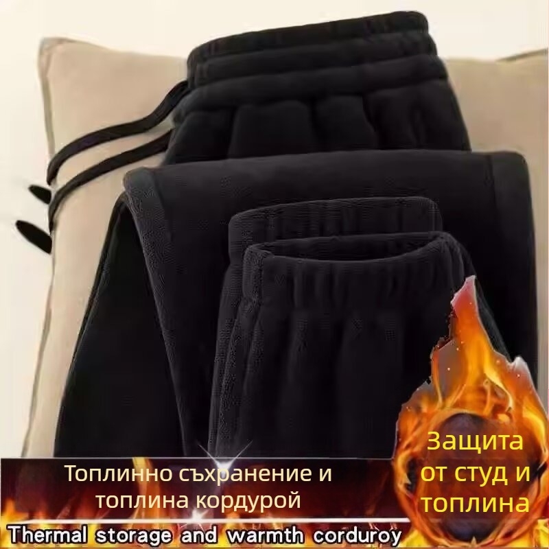 Двустранни поларени панталони за мъже, връхни панталони с поларена подплата, удебелени нови поларени зимни топли спортни панталони за мъже